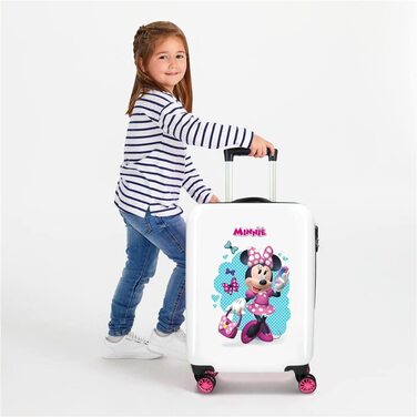 Дитячий валізка Disney Minnie Good Mood, жорсткий ABS, 34x55x20 см, 32 л, 2,5 кг, комбінований замок, 4 подвійних колеса, ручна поклажа, білий