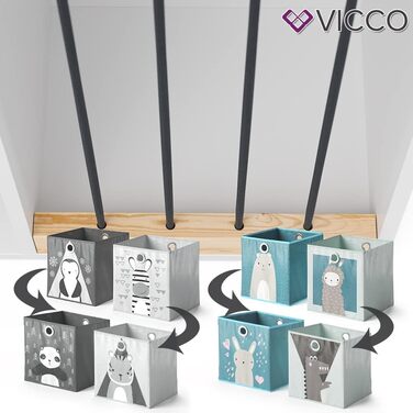 Дитяча полиця Vicco Marvin, біла, 72x143 см, з 4 складаними коробами, Опція 2