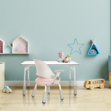 Дитячий письмовий стілець KID GRO PU зростає разом з вами - рожевий hjh OFFICE