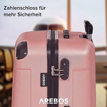 Набір валіз Arebos 3шт: M, L, XL з ABS-пластику, телескопічний ручка, 360° колеса, замок-блискавка