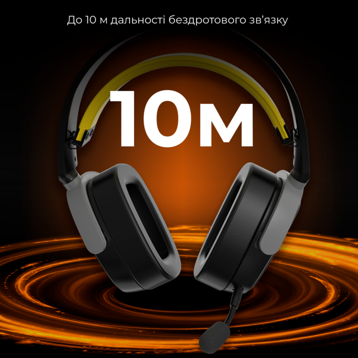 Бездротова ігрова гарнітура Ajazz AHM09 MAX Black Gray Yellow (AHM09-MAX-BGY)