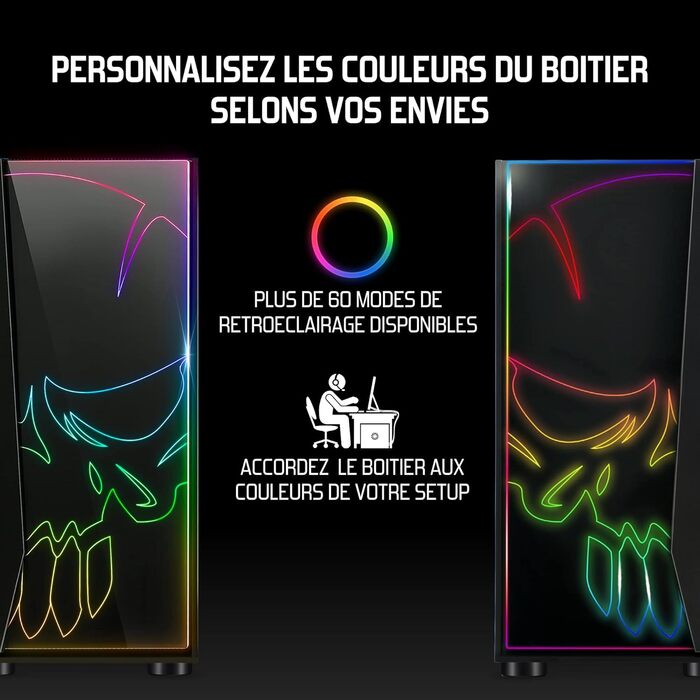 Корпус для ПК SPIRIT OF GAMER Ghost One RGB з гартованим склом, 60 режимів підсвітки, 2 адресовані 120 мм вентилятори, сумісний з Aura/MSI