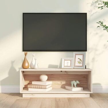 TV тумба vidaXL з масиву сосни, сіра, 90x35x35 см — телевізійна підставка, комод, меблі для вітальні