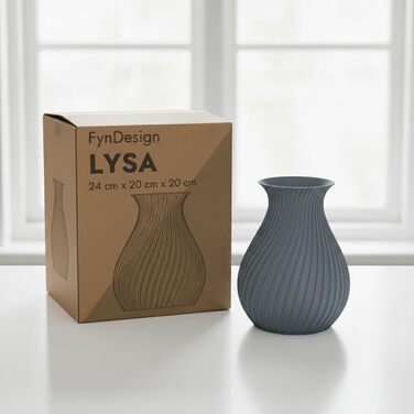 Ваза Moderne LYSA 24 см сіра - 3D друк PLA, декор для квітів (сухих та свіжих), вироблено в Німеччині, матова