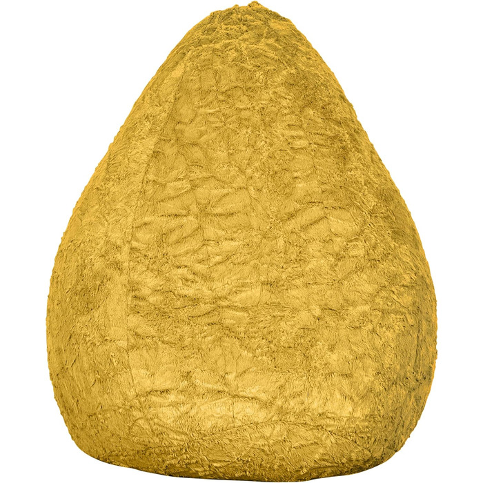 Дитячий мішок-кріселко Lumaland Fluffy, 60x45 см, жовтий, 120 л, м'який плюшевий чохол, знімний, для хлопчиків і дівчаток
