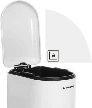 Косметичний відро для сміття SONGMICS 10 л, сталевий, з педаллю і кришкою, Soft Close, вузький дизайн для ванної, колір хмарно-білий