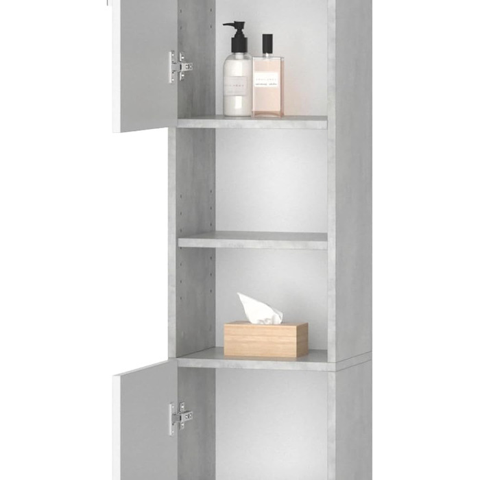 Високий шафа для ванної Vicco Luis, бетон/білий, 32x190 см