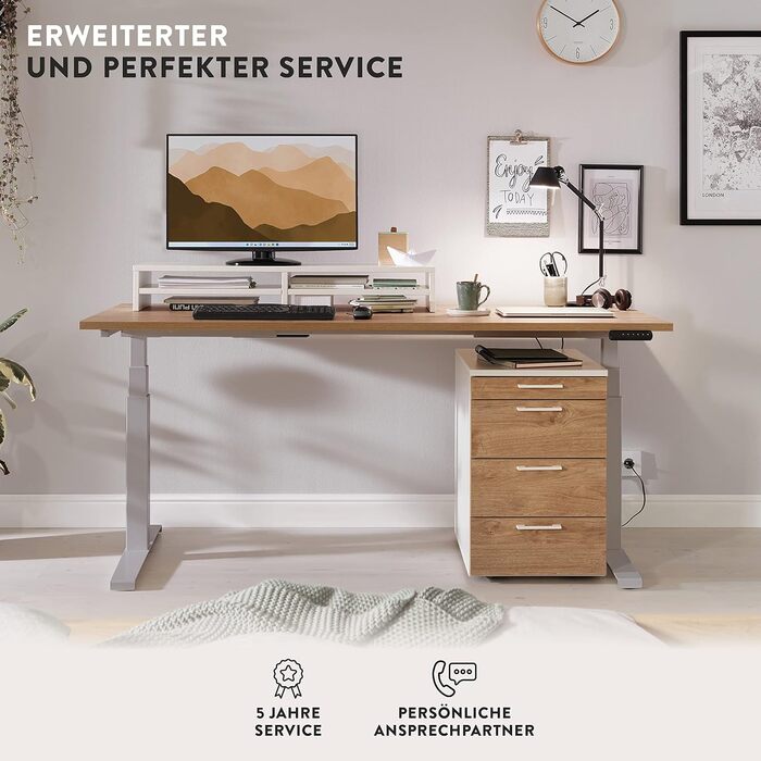 Електричний стіл для офісу boho office®, 140x80 см, регулювання висоти, 2 мотори, швидкість 80 мм/сек, пам'ять, срібна рама, чорна стільниця з Multiplex-краєм
