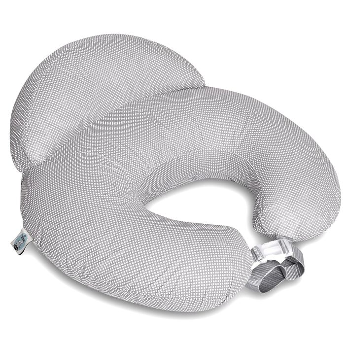 Подушка для годування і вагітних Comfortcuddle з регульованим поясом, безпекова подушка для мами і дитини, сірий з горошком, 60x72x16 см