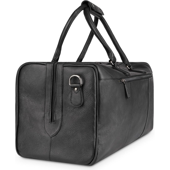 LEABAGS Дорожня сумка з натуральної шкіри 40л, жіноча/чоловіча, преміум, спортивна, для подорожей, ручна поклажа, чорна наппа