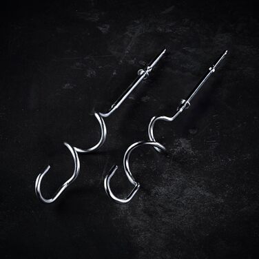 Ручний міксер AEG HM 3330, 450 Вт, 5 швидкостей, турбо, білий/сріблястий, 2 вінчики, 2 гачки, довжина кабелю 1 м, насадки для замішування тіста та збивання, знімні, можна мити в посудомийній машині
