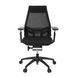 Офісний крісло GENIDIA SMART BLACK з сітчастою спинкою, чорний колір, hjh OFFICE