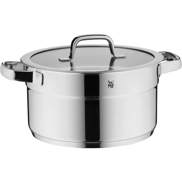 Набір каструль WMF Compact Cuisine 5 предметів, індукційний, нержавіюча сталь, з кришками, полірований Cromargan, без покриття, з внутрішньою шкалою