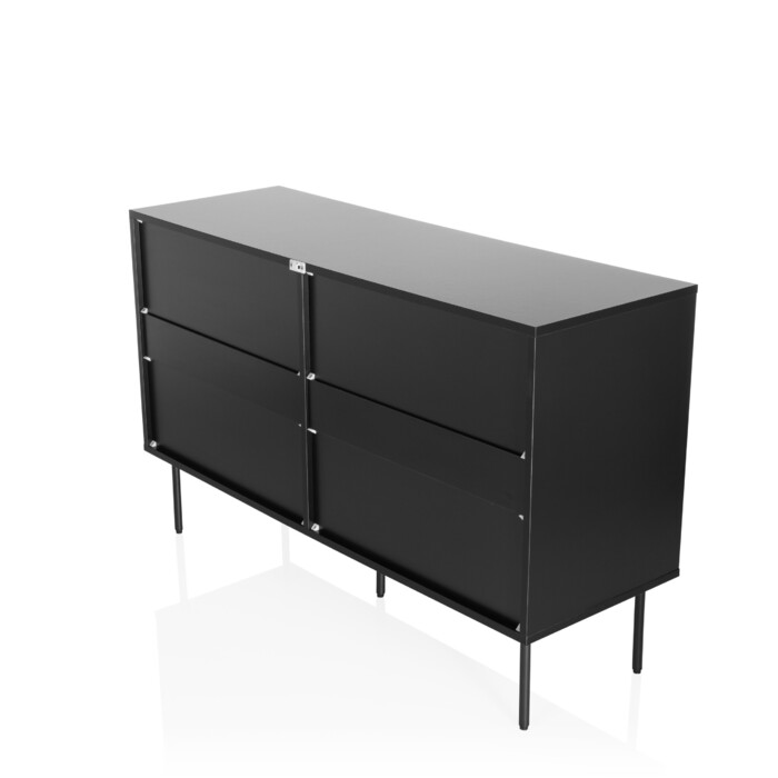 Тумба під TV/білизна KARBY S 120x40x75 см, 6 висувних ящиків, чорний колір, hjh LIVING