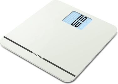 Електронна вага Salter 9075 WH3R Premium Max, скляна платформа, 250 кг, XL-дисплей, килимові ніжки, батарейки, біла
