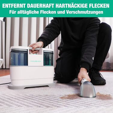 HAUSHOF StainZapper Pro: Миючий пилосос для килимів та меблів, 450W, 12kPa, 1.5+0.8L, з миючим засобом та щіткою для швів. Ефективний видалення плям з килимів, диванів, меблів та авто. Модель HH23111