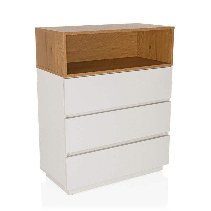 Комод MELMO K 80x40x100 см 3 шухляди білий/дуб hjh LIVING