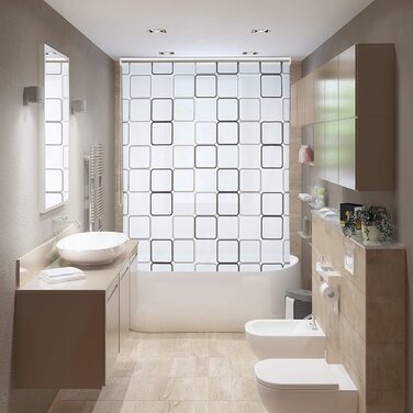 Водонепроникна шторка для душу Relaxdays Square, ретро, напівпрозора, для ванни та душу, стельове кріплення, 160x240 см