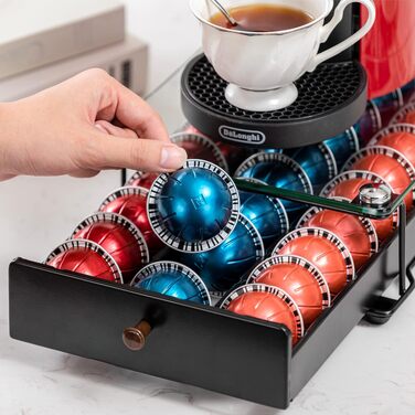 Органайзер-підставка для кавових капсул Nespresso Vertuo від Reisratten, підставка-шухляда на 30 капсул, скло