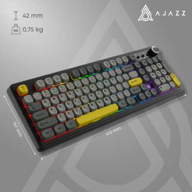 Бездротова клавіатура Ajazz AF98 PLUS Black Gray Yellow (AF98-PLUS-BGY)