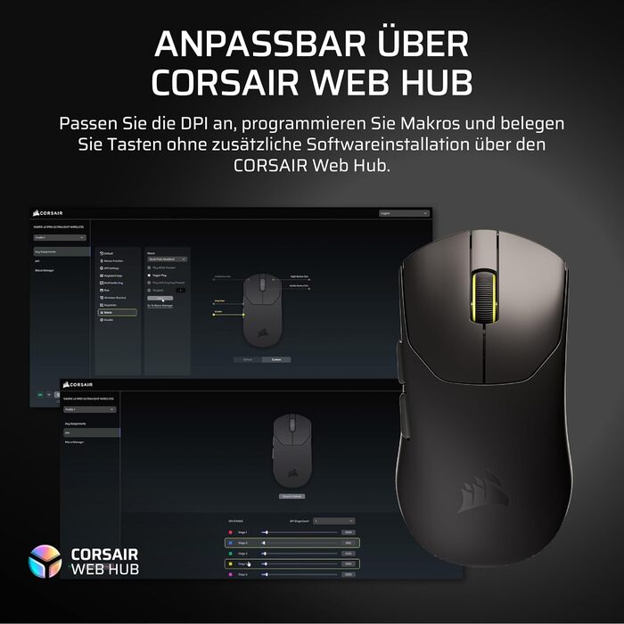 Ігрова бездротова миша Corsair Sabre v2 PRO Ultralight Wireless FPS, 33K DPI, 8000Hz, 36г, чорна