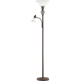 Торшер LED Trio Leuchten Rustica 4602021-24, метал ржавий, без лампи E27, з додатковим LED-підсвічуванням для читання