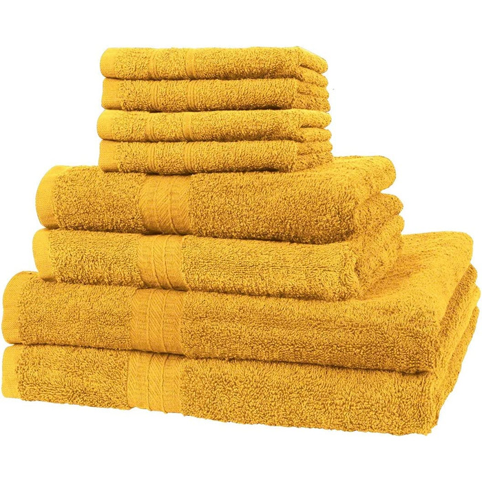 Набір рушників 8 шт: 4×30x30 см, 2×140x70 см, 2×100x50 см, жовті