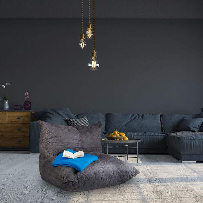 Relaxdays Великий крісло-мішок XXL сірого кольору з підлокітником