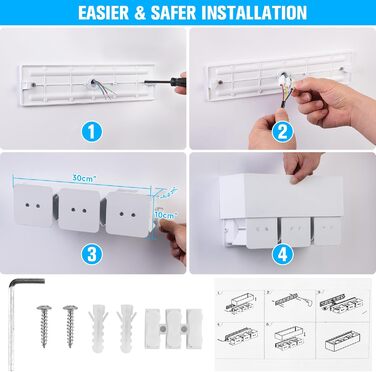 LEDMO LED настінні світильники 30Вт, 4 шт, білий, для внутрішнього та зовнішнього використання, регульований світловий потік вгору/вниз, 3000K тепле біле світло, IP65 водонепроникні