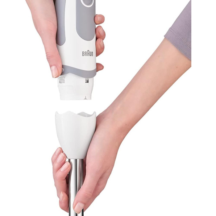 Блендер Braun MultiQuick 5 Vario MQ 5207WH, 1000 Вт, з насадками, нержавіюча сталь, білий/сірий