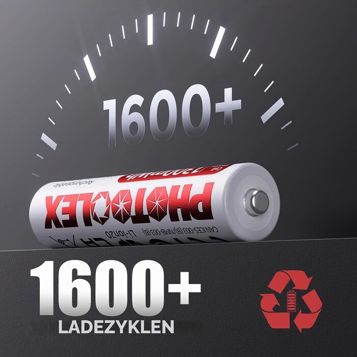 Набір акумуляторів PHOTOOLEX AAA Li-ion 1300mWh (8 шт.) з зарядним пристроєм, перезарядні літієві батарейки