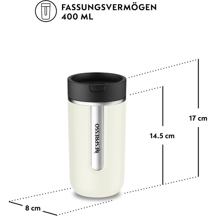 Термокружка Nespresso Travel Mug Small Sage Green 300 мл - Зелений салат, з кришкою, з нержавіючої сталі, для кави, чаю, матча