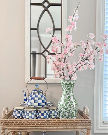 Ваза керамічна Hollyone Blau und Weiß 27 см з квітковим малюнком в ретро стилі Chinoiserie для дому та квітів