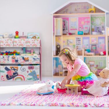 Дитяча полиця Relaxdays з 6 коробками для зберігання, 66x63x30 см, яскравий ігровий органайзер для іграшок у дитячу кімнату для дівчаток