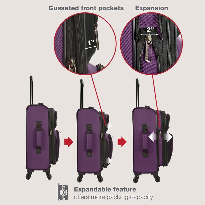 Валіза ручної огляду U.S. Traveler Rio Königsblau (фіолетовий, 4 колеса)