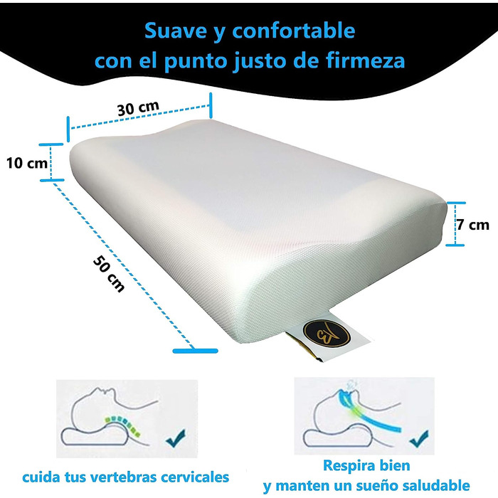 Ортопедична подушка для шиї з гелем і Memory Foam, проти болю в спині та шиї, антибактеріальна, антикліщова, жорстка та м'яка для сну