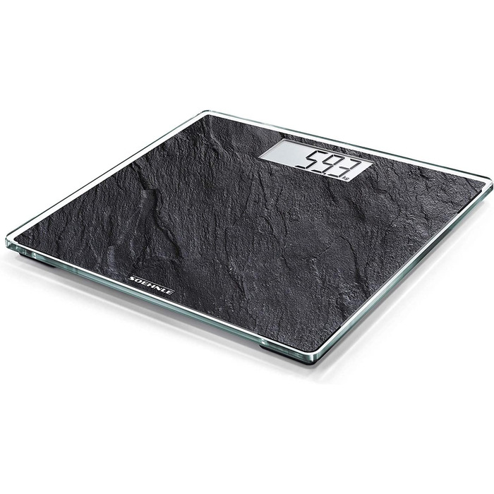 Електронна вага Soehnle Style Sense Compact 300 Slate, чорна, до 180 кг, LCD-дисплей, велика платформа, ультратонкий дизайн