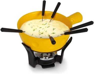 Набір для фондю Boska Super Cheesy, керамічний та чавунний, жовтий/сріблястий/чорний, 290x200x160 мм