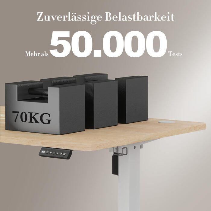 Airfish електричний регульований стіл 180x80 см з USB, пам'яттю, бежевий