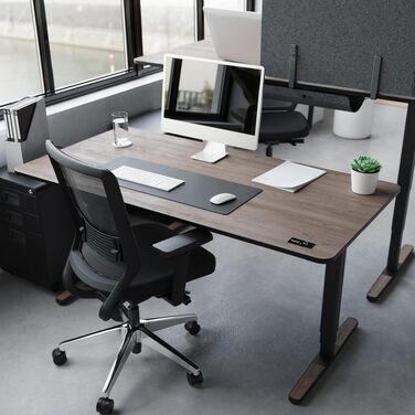 Регульований по висоті письмовий стіл Yaasa Desk Pro 160x80 см, офісний стіл для роботи стоячи, колір темний дуб / чорний