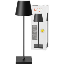 Світильник LED SIGOR Nuindie, акумуляторний, настільний, для дому та вулиці, диміруємий, IP54, 38 см, USB-C, 12 годин, чорний
