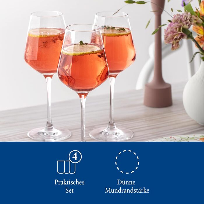 Набір келихів для білого вина Villeroy & Boch La Divina, 4 шт, кришталеве скло, витончені, для білого вина, можна мити в посудомийній машині