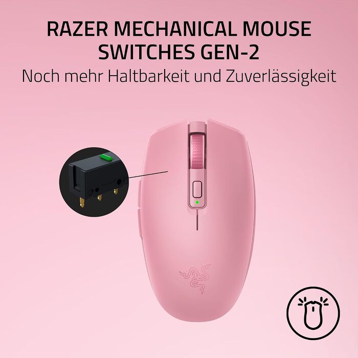 Бездротова ігрова миша Razer Orochi V2 Quartz — HyperSpeed та Bluetooth, оптичний сенсор 18K DPI, вага 60 г, для PC/Mac