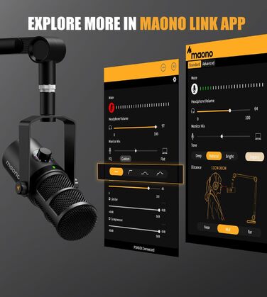 Динамічний мікрофон MAONO PD400X USB/XLR для подкастів, студії, стрімінгу, з регуляторами гучності, еквалайзером, функцією Tap-to-Mute та професійним софтом