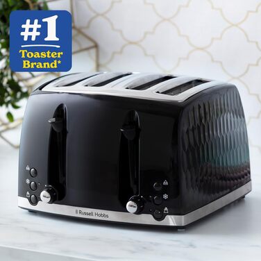 Тостер Russell Hobbs 26071 на 4 тости, чорний: сучасний дизайн, широкі слоти, підйомний механізм