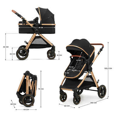 Багатофункціональний дитячий візок Kinderkraft ESME 2в1, Pure Black