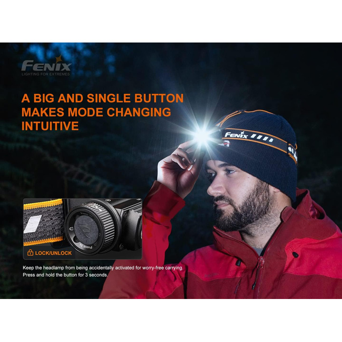 Налобний ліхтар Fenix HM60R з USB-C, перезаряджуваний, з лінзою Френеля для багатодистанційного освітлення