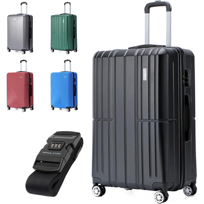 Валіза VERTICAL STUDIO Silkström 24'' чорна, жорсткий корпус, на колесах, телескопічна ручка, кодовий замок, з ременем