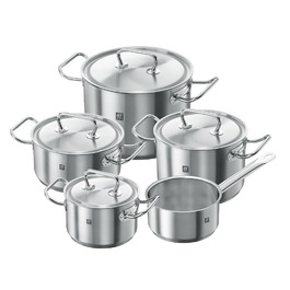Набір каструль ZWILLING Twin Classic 5-ти частинний, з кришкою, для індукційних плит, не покритий, з нержавіючої сталі, срібний
