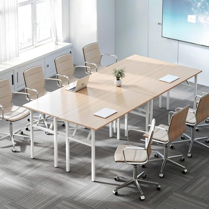 Розкладний письмовий стіл Sogesfurniture 100x60 см / 120x60 см для комп'ютера та офісу, дуб світлий / білий
